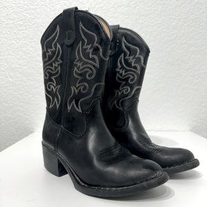 Children’s Cowboy Boots Unisex Black Cowboy Boots Kids Size 13.5